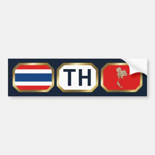 Thailand Flag Map Code Bumper Sticker