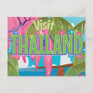 Thailand fun vintage travel poster postcard