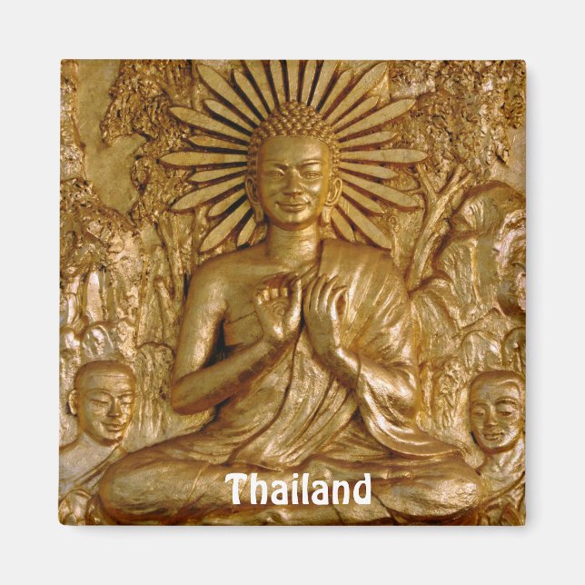 Thailand, Gold Sitting Buddha (Fridge Magnet) Magnet (Front)