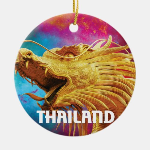 Thailand Golden Dragon Ceramic Ornament