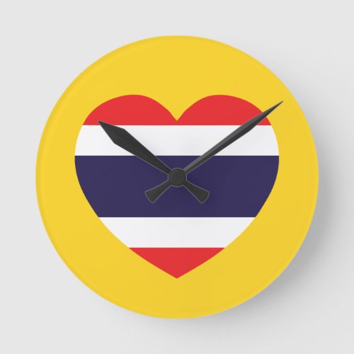 Thailand Heart Flag Round Clock