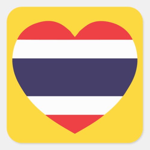 Thailand Heart Flag Square Sticker