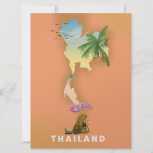 Thailand illustrated map invitation