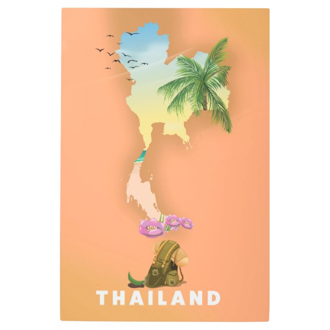 Thailand illustrated map metal print (Front)