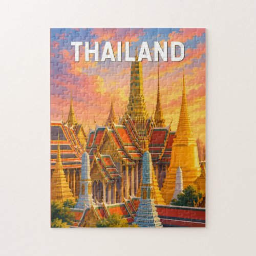 Thailand Illustration Travel Art Vintage Jigsaw Puzzle