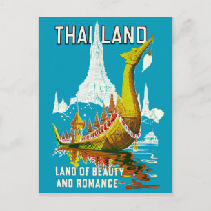 Thailand, lad of beauty and romance, vintage postcard