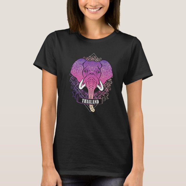 Thailand Mandala Elephant Backpacker Holiday T-Shirt (Front)