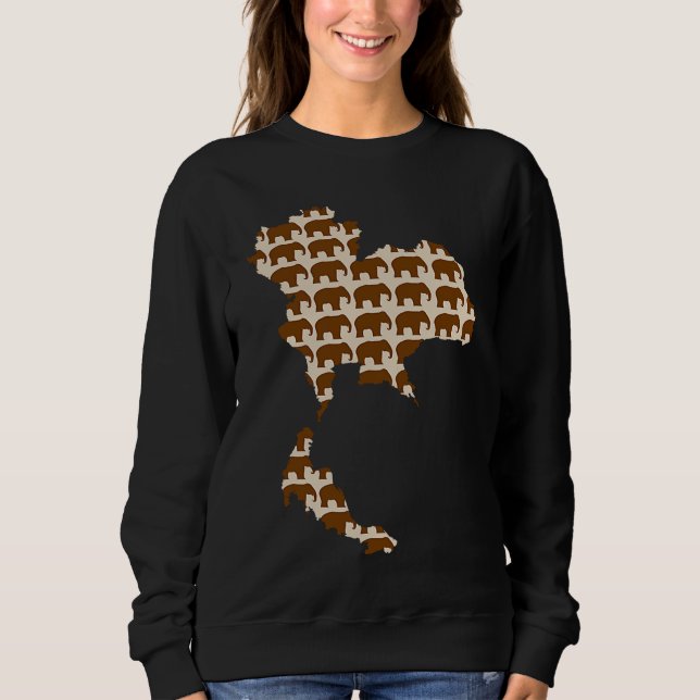 Thailand Map Elephant Pattern Thailand Vacation So Sweatshirt (Front)