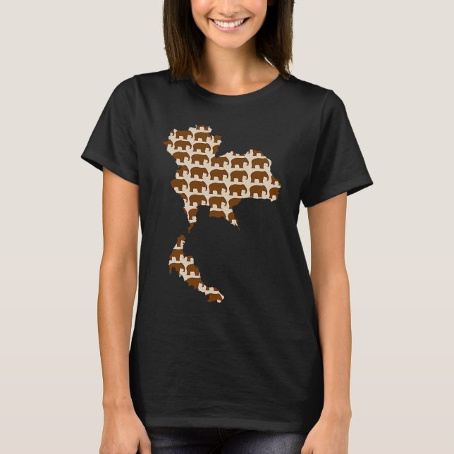 Thailand Map Elephant Pattern Thailand Vacation So T-Shirt (Front)