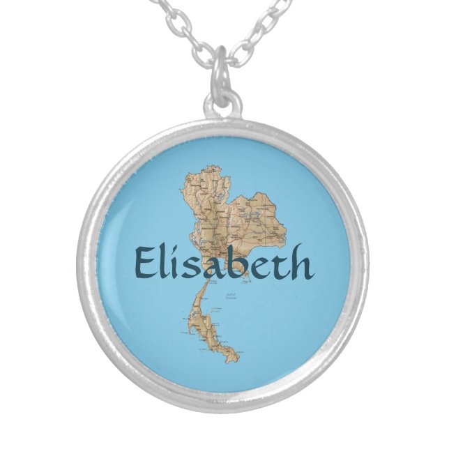 Thailand Map + Name Necklace (Front)