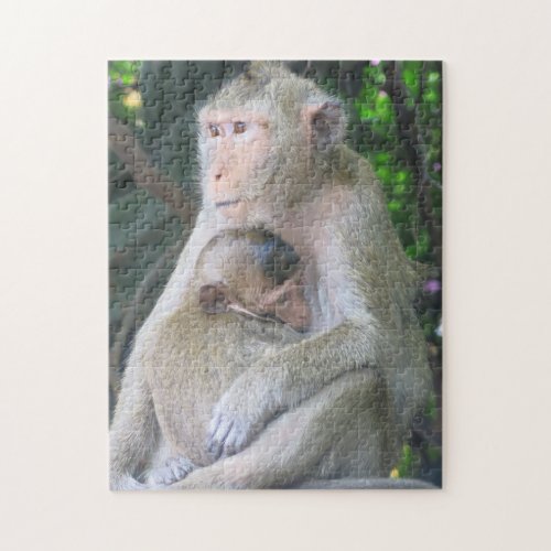 Thailand Monkey Mother and Child Hug Jigsaw Puzzle