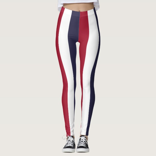 Thailand National Flag Colors Vertical Striped Leggings (Front)