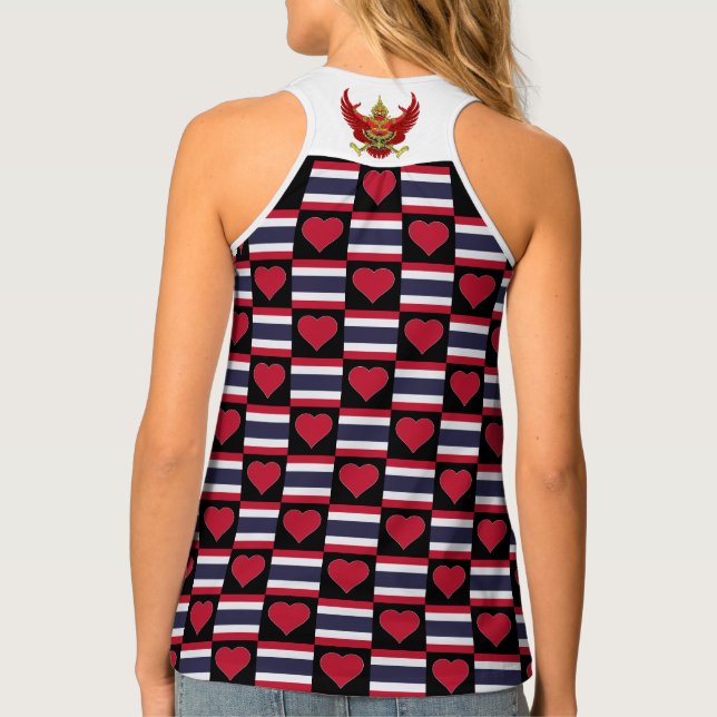 Thailand National Flag Heart Patriotic Thai Pride Tank Top (Back)