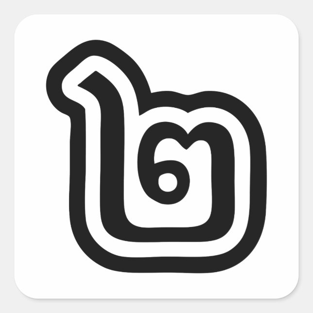 Thailand Number 2 / Two / ๒ (Song) Thai Script Square Sticker (Front)