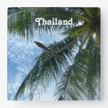 Thailand Palm Tree Square Wall Clock