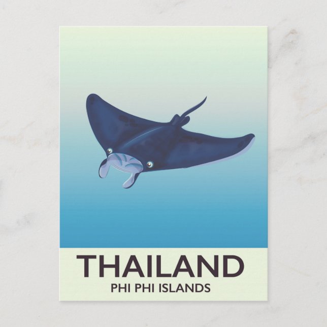 Thailand Phi Phi Islands Travel poster Postcard (Front)