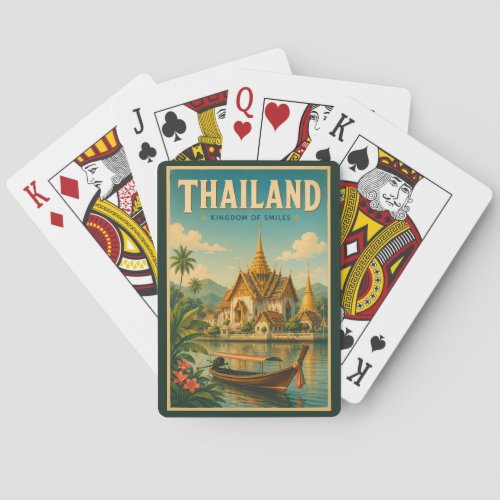 Thailand Temple Illustration Travel Art Vintage Poker Cards