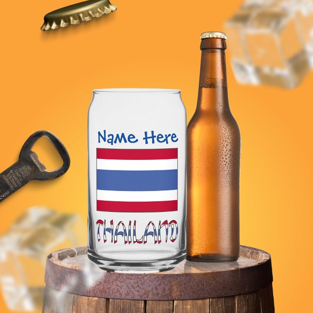 Thailand Thai Flag Blue Personalized Can Glass (Creator Uploaded)