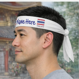 Thailand Thai Flag Blue Personalized  Tie Headband