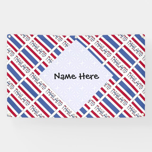 Thailand Thai Flag Tiled Personalized Name  Banner (Horizontal)