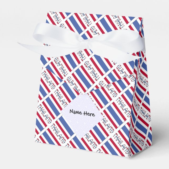 Thailand Thai Flag Tiled Personalized Name  Favor Boxes (Front Side)