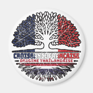 Thailand Thai French France Tree Roots Flag Magnet