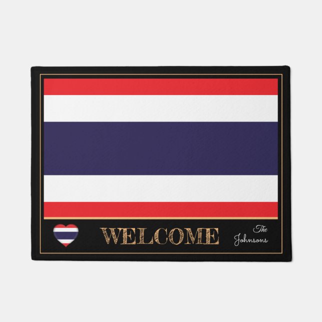 Thailand & Thailand Flag house mats/sports Welcome Doormat (Front)