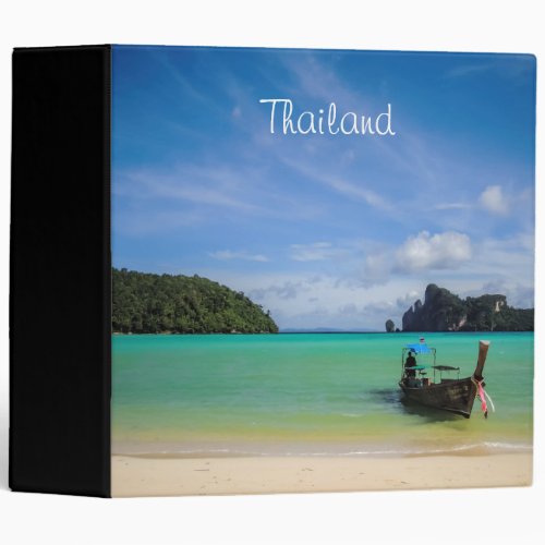 Thailand Travel Beach Photo with Fishing Boat Binder