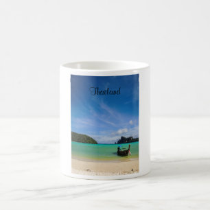 Thailand Travel Beach Photo with Fishing Boat Coffee Mug