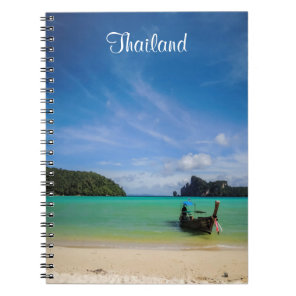 Thailand Travel Beach Photo with Fishing Boat Notebook