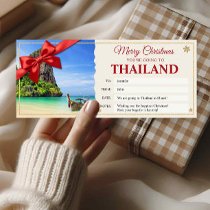 Thailand Trip Christmas Reveal Gift Ticket Card