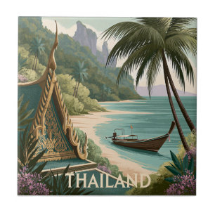 Thailand Tropical Illustration Ceramic Tile