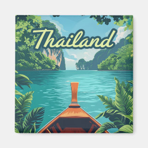 Thailand Tropical Island Long Tail Boat Vintage Magnet