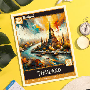 Thailand Vintage Painting Postcard