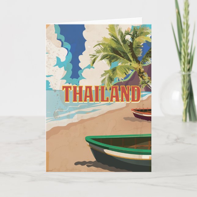 Thailand Vintage Travel Poster Holiday Card (Front)