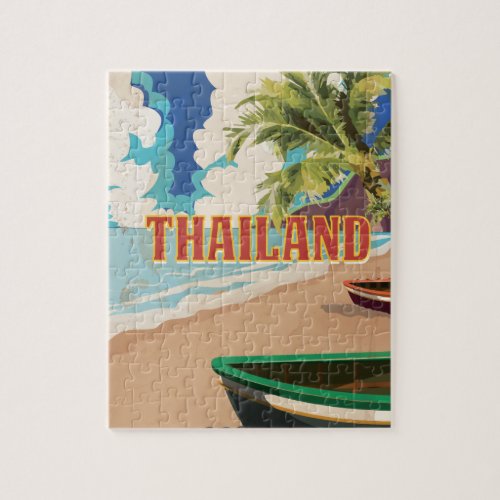 Thailand Vintage Travel Poster Jigsaw Puzzle