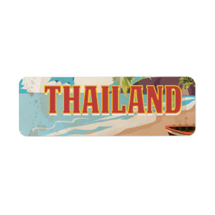 Thailand Vintage Travel Poster Label