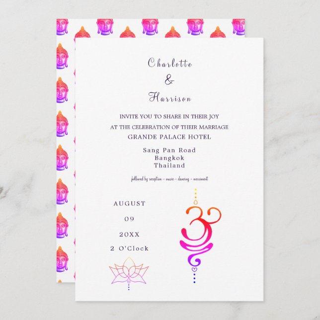 Thailand Wedding Destination Invitation (Front/Back)