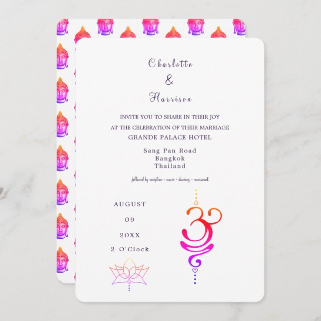 Thailand Wedding Destination Invitation (Front/Back)