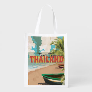Thailand Wedding Travel poster Grocery Bag