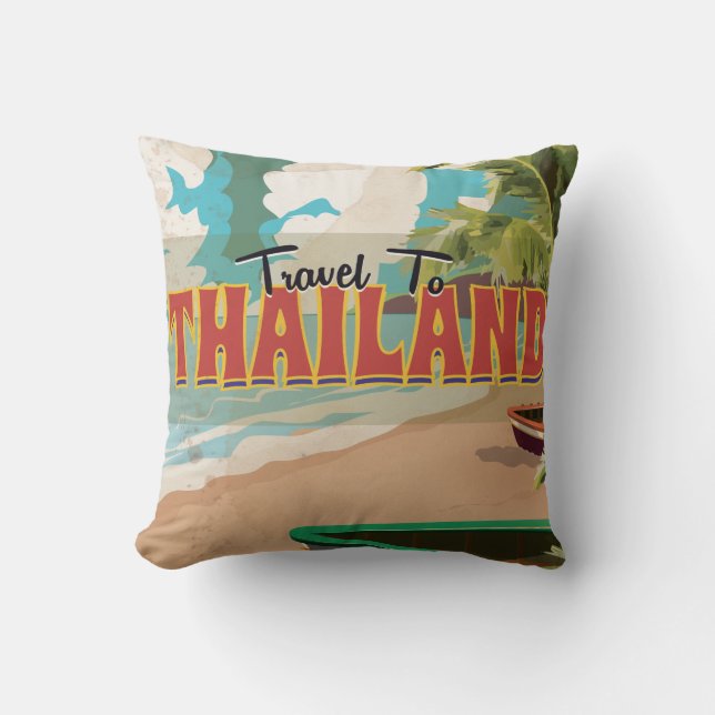 Thailand Wedding Travel poster Throw Pillow (Front)