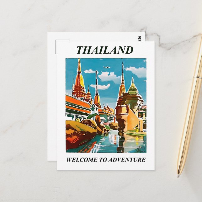 Thailand, welcome to adventure. Vintage travel Postcard | Zazzle