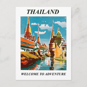 Thailand, welcome to adventure. Vintage travel Postcard