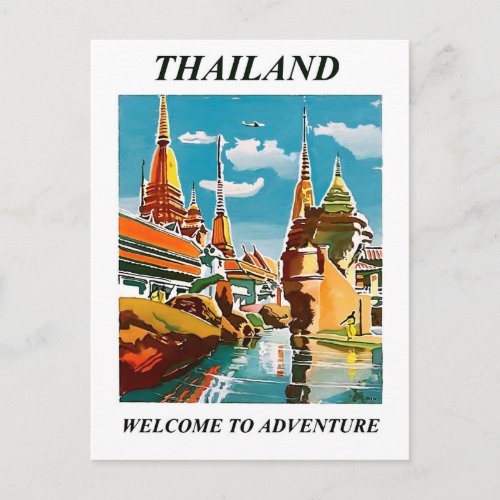 Thailand welcome to adventure Vintage travel Postcard