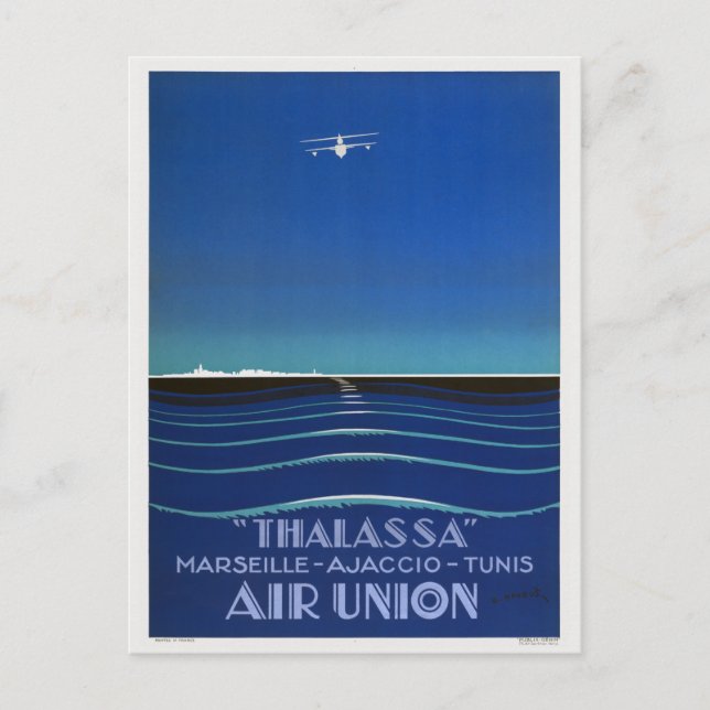 Thalassa France Vintage Travel Poster 1927 Postcard (Front)