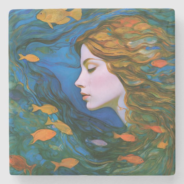 “Thalassa” - Women In Water Stone Coaster (Front)