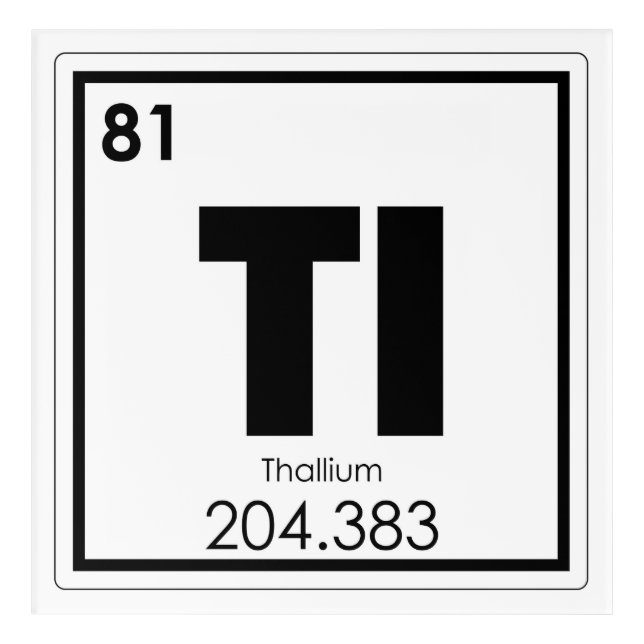 Thallium chemical element symbol chemistry formula acrylic print (Front)