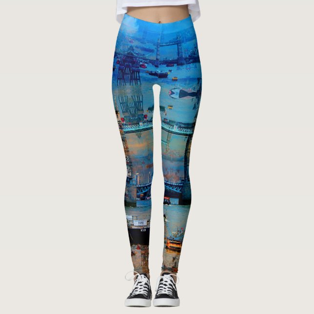 Thames Memories of Tower Bridge, London England Leggings (Front)
