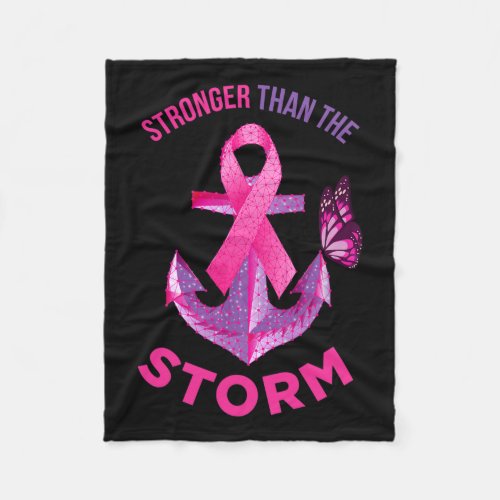 Than The Storm Fight Breast Cancer Ribbon Wear Pin Fleece Blanket