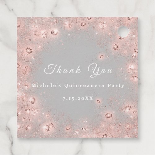 Than You Bridal 16th Quinceanera Gray Confetti Favor Tags